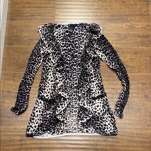 Leopard Print Ruffle Cardigan